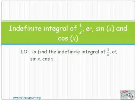 Maths IBAA – 5.101 Indefinite integral of 1/x, eˣ, sin (x) and cos (x)